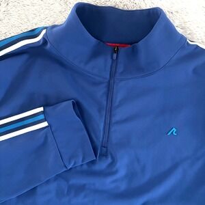 Redvanly Men Blue Quarter Zip Pullover Long Slv Performance Top Stripe Sz M Golf